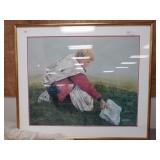 Print Young Boy Kneeling Down/Picking Up Paper