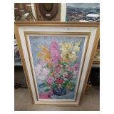 Original Artwork Pastel on Board Vase of Flowers