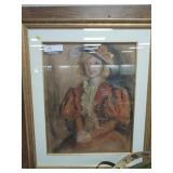 Pastel Print of Seated Portrait of Lady