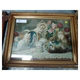 Victorian Kitten Print with Gilt Frame