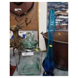 Triangular Glass Storage Jar and Bud Vase