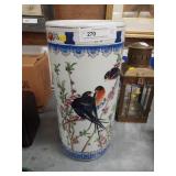 Porcelain Floral and Bird Decorated Vase