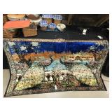 Vintage Peacock and Flower Tapestry