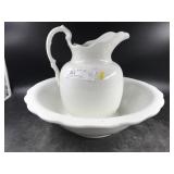 White Porcelain Pitcher and Bowl Set