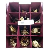 Box of 12 Danbury Mint Gold Ornament Collection