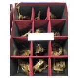 Box of 12 Danbury Mint Gold Ornament Collection