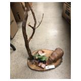 Folk Art Carving of Bear Chasing Gentleman