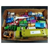 Box of Toys: Marx Car Carrier, Tootsie Toys, Etc.