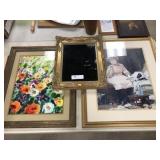 Print of Child and Dog, Gilt Framed Mirror, Print