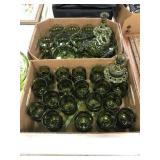 2 Boxes of Green Glassware