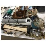 Golf Clubs, Basket, Oriental Style Lamp, Etc.