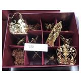 Box of 12 Danbury Mint  Gold Ornament Collection