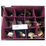 Box of 12 Danbury Mint Gold Ornament Collection