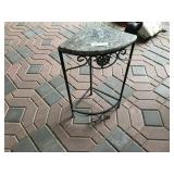 Marble-Top Metal Corner Table Plant Stand