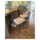 4 Decorative Metal and Upholstered Bar Stools
