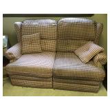 Red Gingham Reclining Sofa and Loveseat