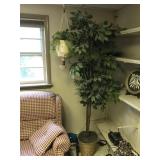 Artificial Tree and Hanging Fern