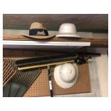 3 Hats, Fishing Rod and Push Broom