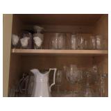 3 Cabinets of Glassware, Stemware, Mugs &