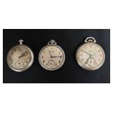3 Vintage Pocket Watches, as is