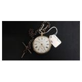 John Myers Coin Silver Pocket Watch & Chain,