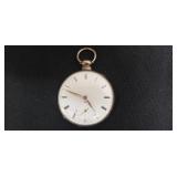 Early Key Wind Coin Silver Pocket Watch, runs