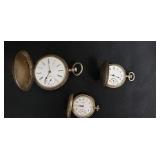 3 Coin Silver Pocket Watches, as is