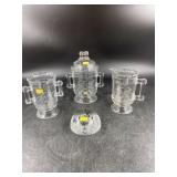 3 Pc. Etched Glass Table Set & Magnifying Glass