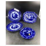 (4) Vintage Flow Blue Pieces