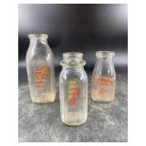 3 Vintage Milk Bottles
