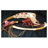 Decorative Vintage Buffalo Jaw & Rattle