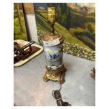 Table Lamp with Heavy Incised Brass Base