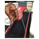 Primitive Wooden & Paper Litho Rocking Horse