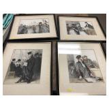 Set of 4 Honore Daumier Color Litho Prints of