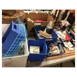 Vintage Sewing Items, Baskets, Dress Measure, Etc