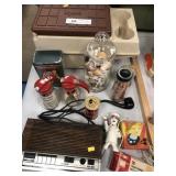 Vintage Syrups, Clock Radio, Cooler, Etc.