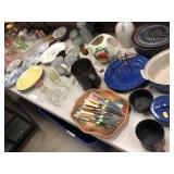 Table: Glassware, Transferware, Kitchenwares,