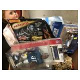 Box: Various Dolls, Sports Cards, Matchboxes,