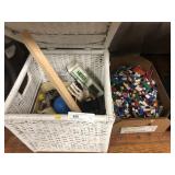 Wicker Hamper, Box of Legos/ Toys