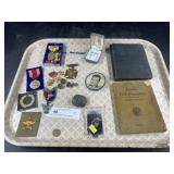Tray: Infantry Drill Regulation Book, Pins, Medals