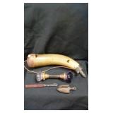Lot: Early Powder Horn, Vintage Door Handle,