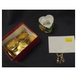Sterling Ring, Charm Necklace & Tokens