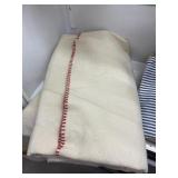 Vintage Wool Blanket with Red Thread Border