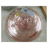 Pink Glass Cake Plate and Accessory Pieces