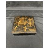 Early Oriental Black Laquer Bureau Box