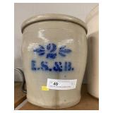 Blue Slip Decorated 2 Gallon Storage Crock