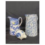 Contemporary Blue Sponge Decorated Pitcher