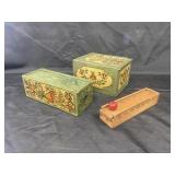 3 Contemporary Folk Art Slide Lid Candle Boxes