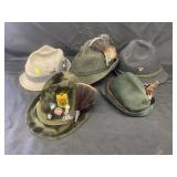 (5) Assorted German Alpine Hats