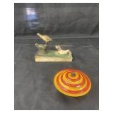 Primitive Carved Wood Hunt Scene & Bell Toy